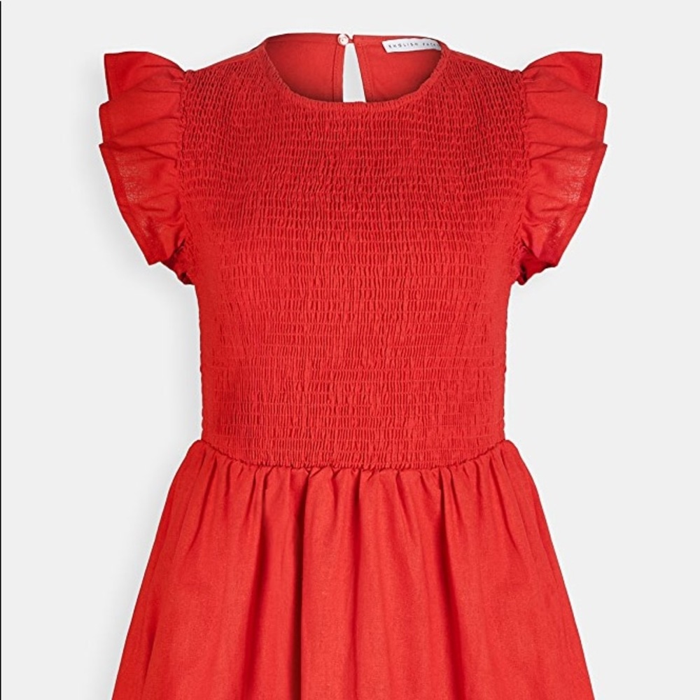 English Factory Smocked Ruffle Sleeve Dress